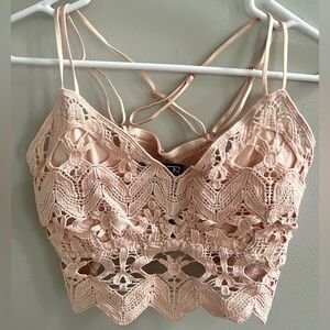 Crochet Bralette Top in Light Pink NEW